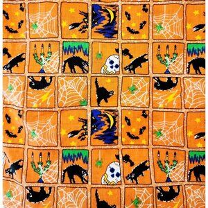 Halloween Fabric Skulls Cats Spiderwebs Orange General Fabric Co 94" x 42" F22